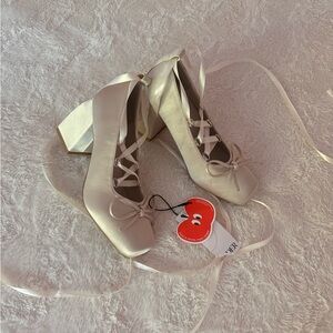 Coquette ballerina lace up heels🩰